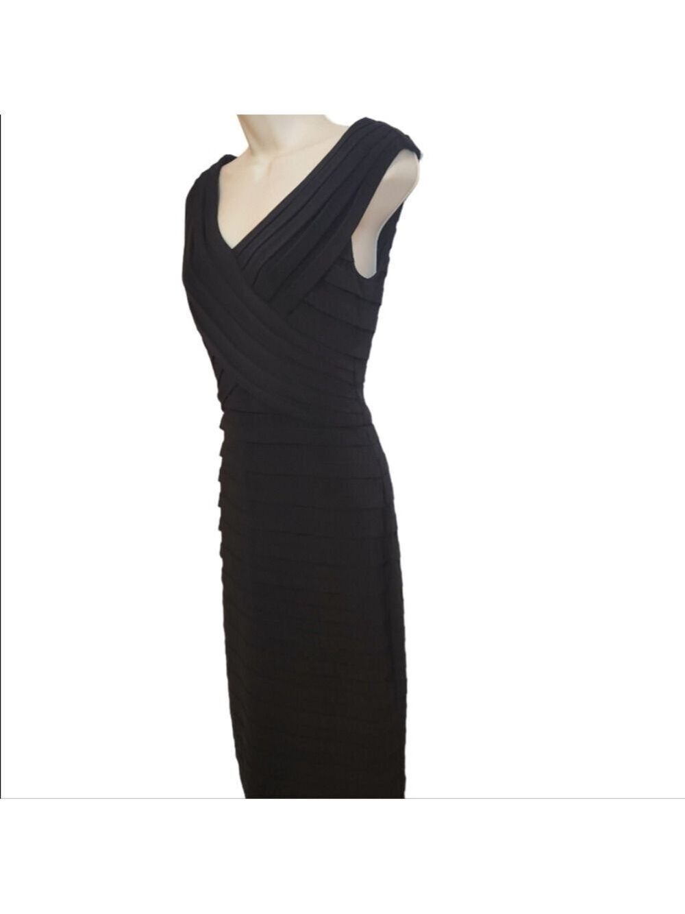Adrianna Papell Black Sheath Dress Size 6 - Picture 4 of 12
